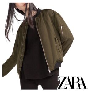 Zara | Olive Green Bomber Jacket